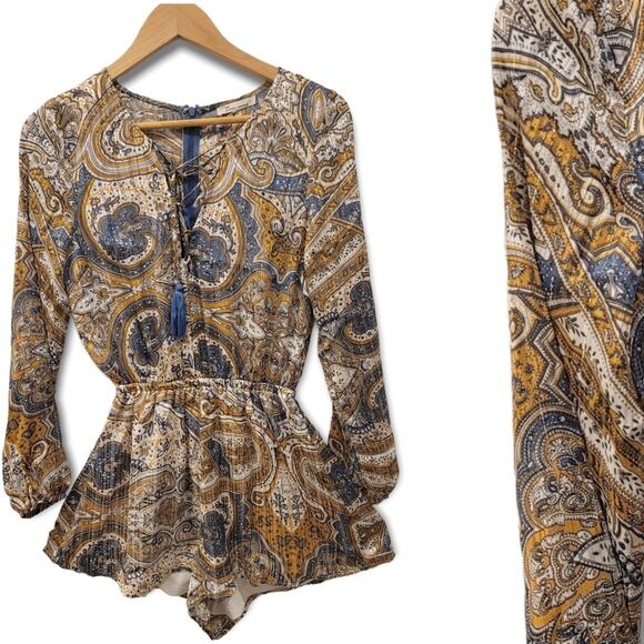 Paisley long sleeved romper with tassels - Picture 1 of 4